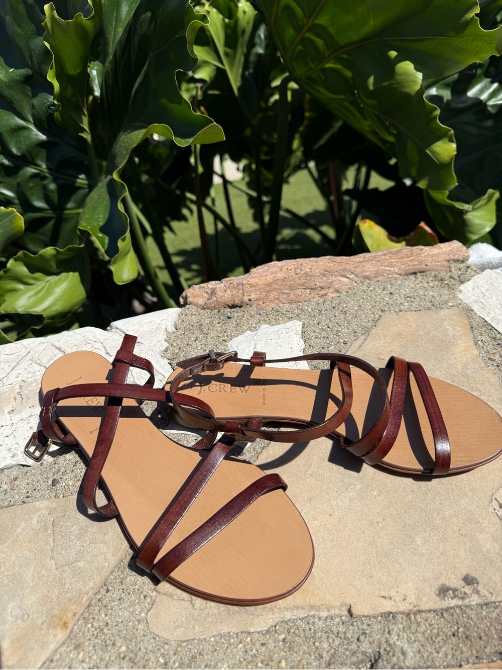 J. Crew Dark Brown Leather Strappy Sandals sz 7 NEW
